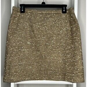 Apt 9 Skirt Womens 10 Brown White Flat Front Pencil Above Knee Textured Metal